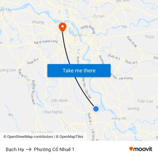 Bạch Hạ to Phường Cổ Nhuế 1 map