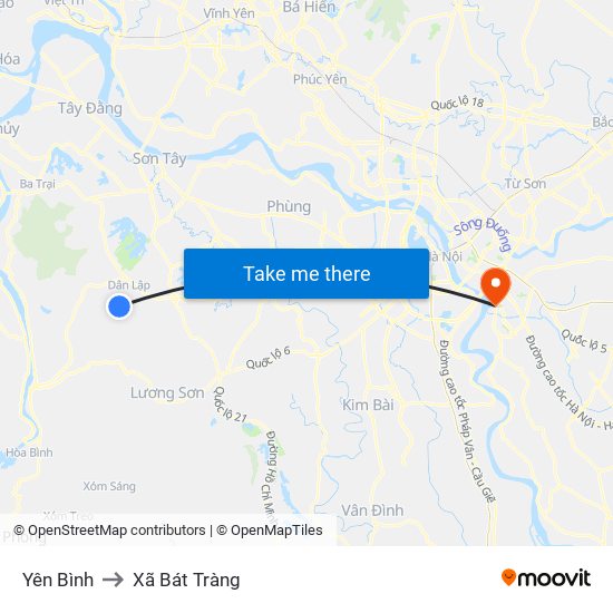 Yên Bình to Xã Bát Tràng map