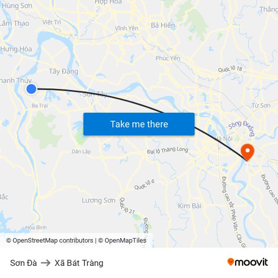 Sơn Đà to Xã Bát Tràng map