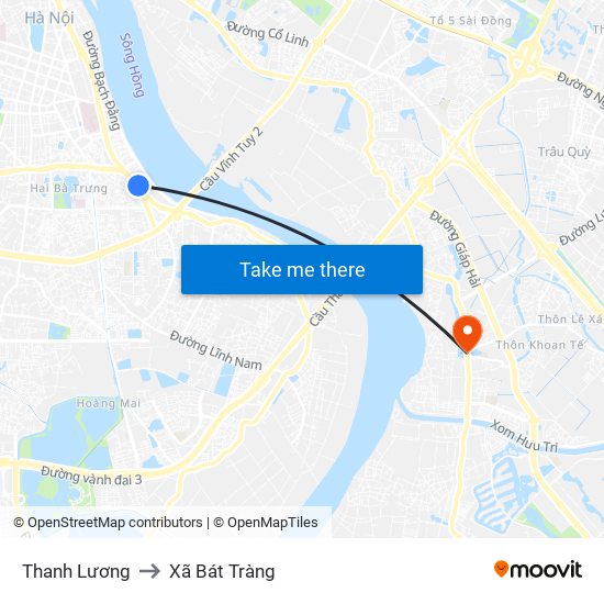 Thanh Lương to Xã Bát Tràng map