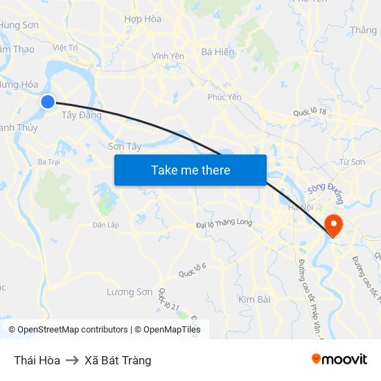 Thái Hòa to Xã Bát Tràng map