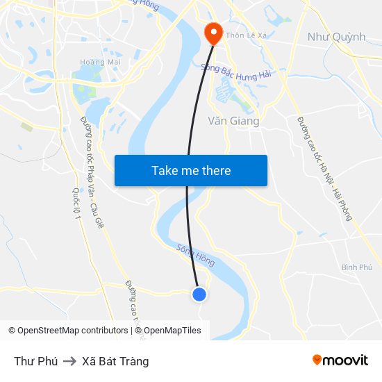 Thư Phú to Xã Bát Tràng map