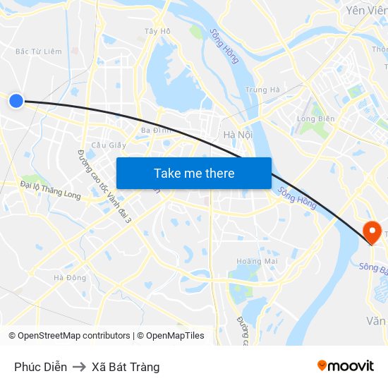 Phúc Diễn to Xã Bát Tràng map