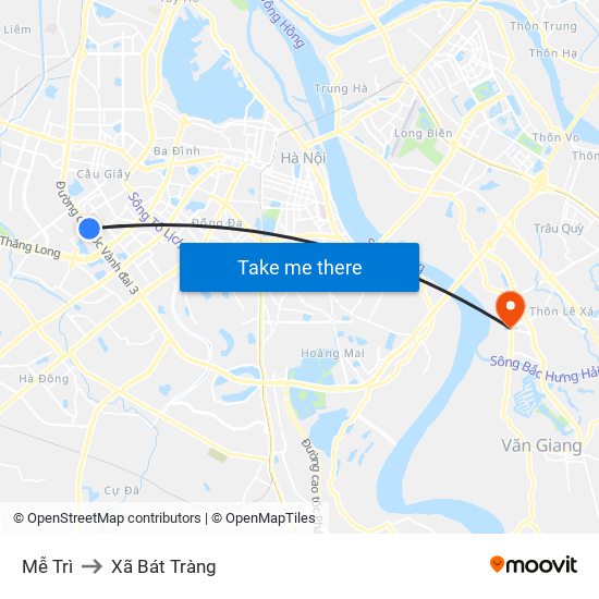 Mễ Trì to Xã Bát Tràng map