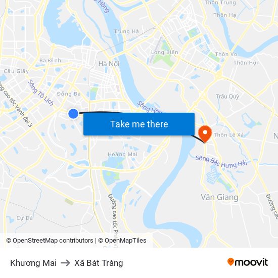 Khương Mai to Xã Bát Tràng map