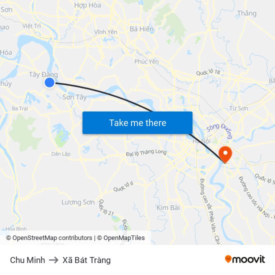 Chu Minh to Xã Bát Tràng map