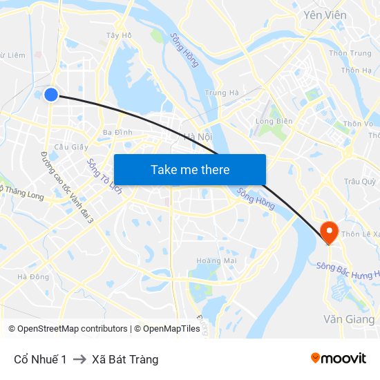 Cổ Nhuế 1 to Xã Bát Tràng map