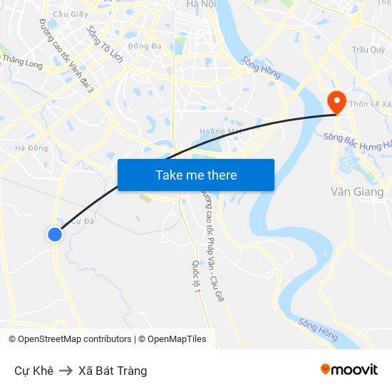 Cự Khê to Xã Bát Tràng map