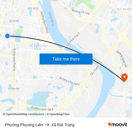 Phường Phương Liên to Xã Bát Tràng map