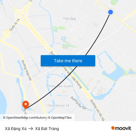 Xã Đặng Xá to Xã Bát Tràng map