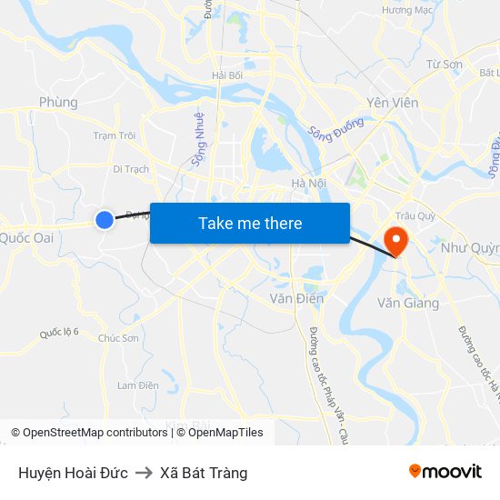 Huyện Hoài Đức to Xã Bát Tràng map