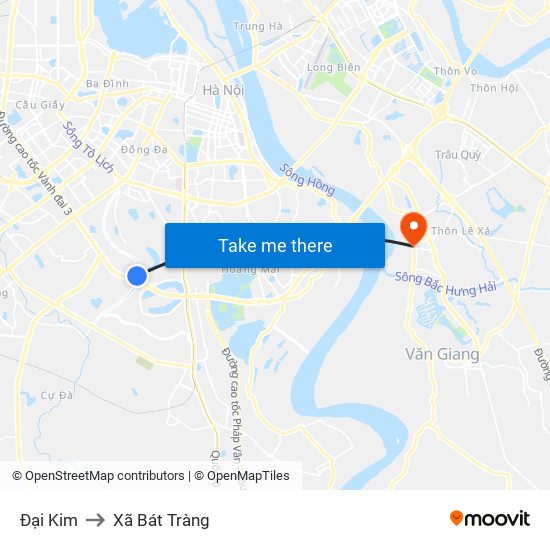 Đại Kim to Xã Bát Tràng map