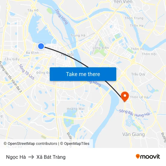 Ngọc Hà to Xã Bát Tràng map