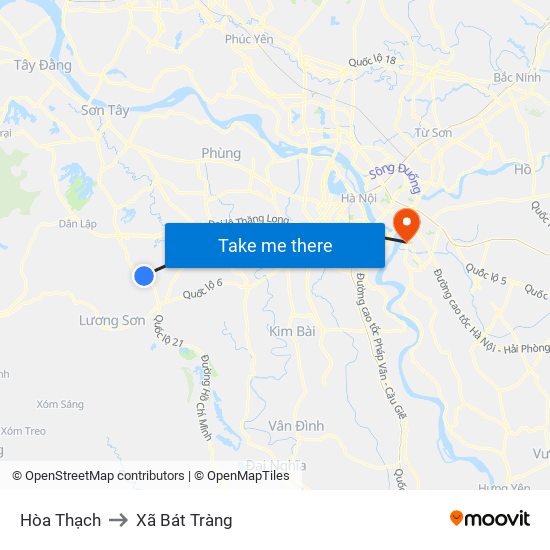 Hòa Thạch to Xã Bát Tràng map