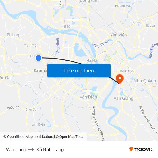 Vân Canh to Xã Bát Tràng map