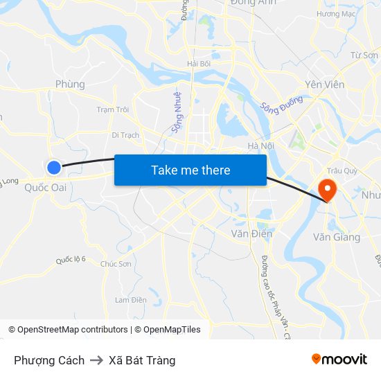 Phượng Cách to Xã Bát Tràng map