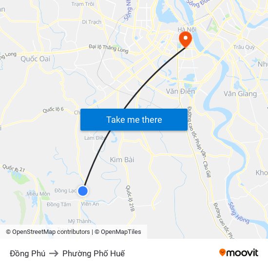 Đồng Phú to Phường Phố Huế map