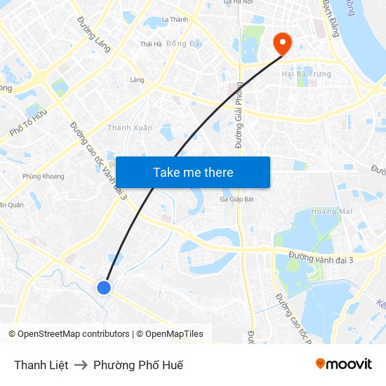 Thanh Liệt to Phường Phố Huế map