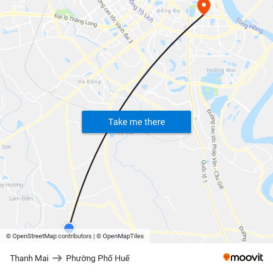 Thanh Mai to Phường Phố Huế map