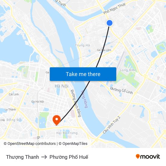 Thượng Thanh to Phường Phố Huế map