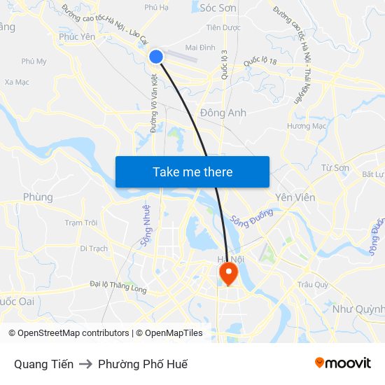 Quang Tiến to Phường Phố Huế map