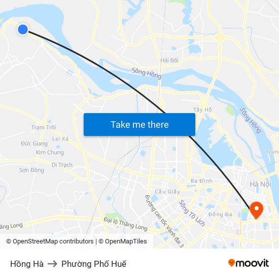 Hồng Hà to Phường Phố Huế map
