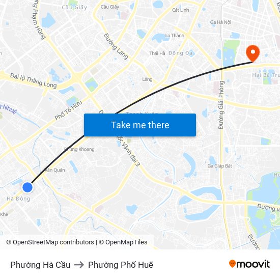 Phường Hà Cầu to Phường Phố Huế map