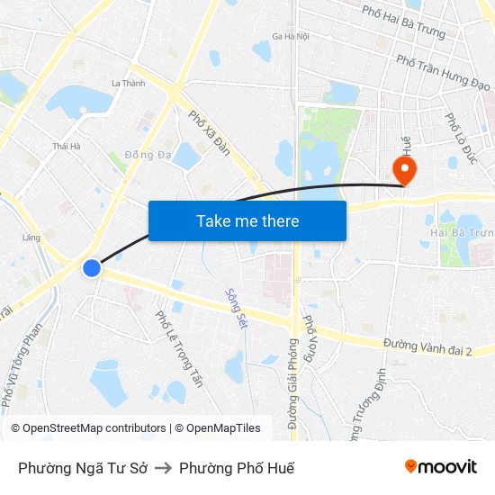 Phường Ngã Tư Sở to Phường Phố Huế map