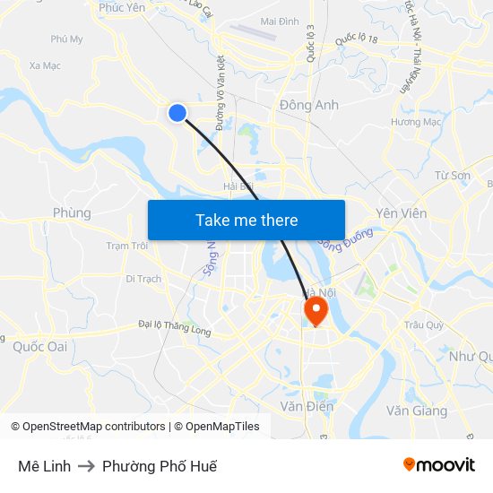 Mê Linh to Phường Phố Huế map