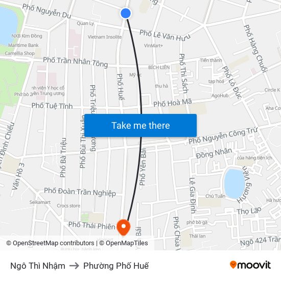 Ngô Thì Nhậm to Phường Phố Huế map