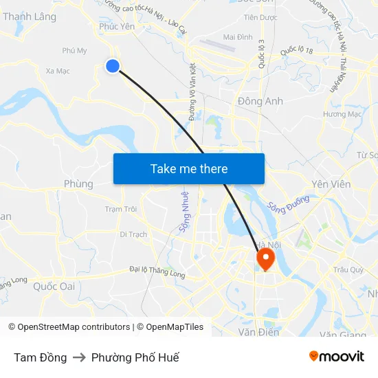 Tam Đồng to Phường Phố Huế map