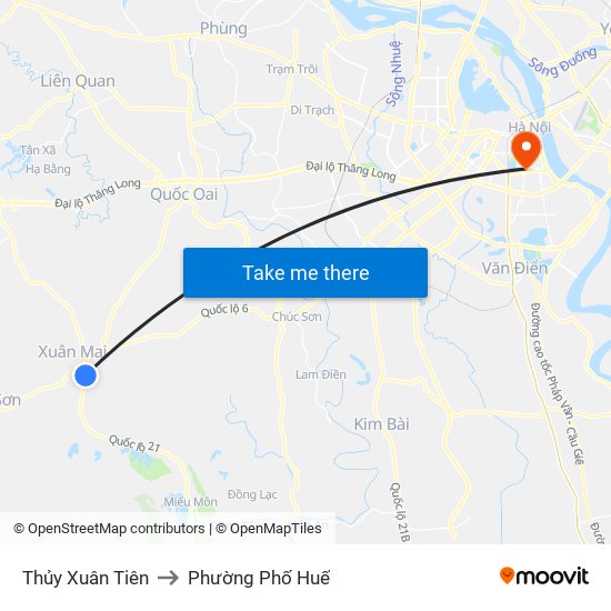 Thủy Xuân Tiên to Phường Phố Huế map