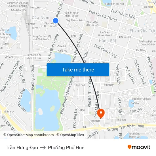 Trần Hưng Đạo to Phường Phố Huế map