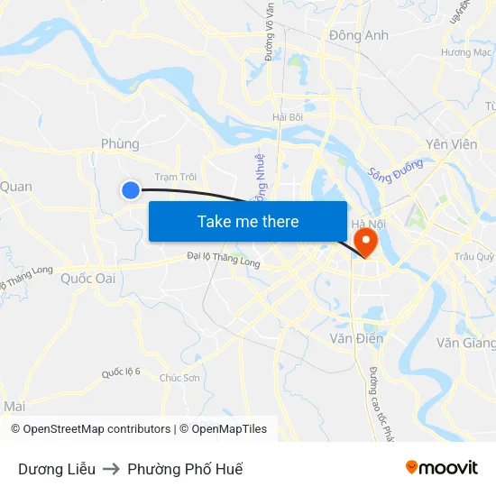 Dương Liễu to Phường Phố Huế map