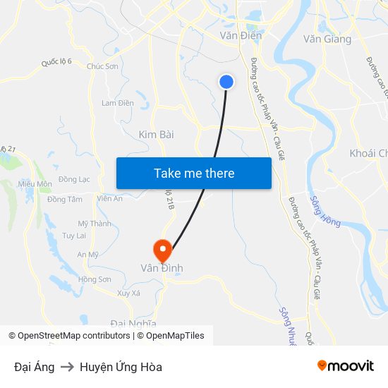 Đại Áng to Huyện Ứng Hòa map