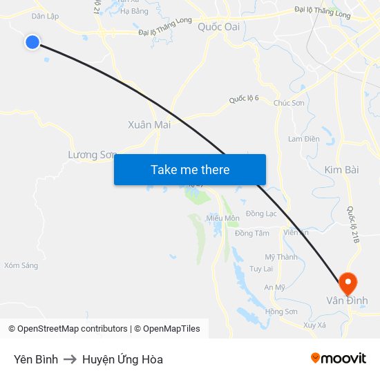 Yên Bình to Huyện Ứng Hòa map