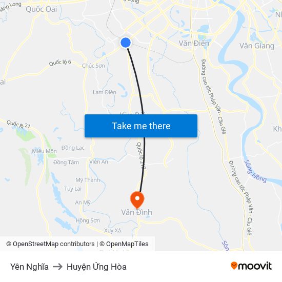 Yên Nghĩa to Huyện Ứng Hòa map