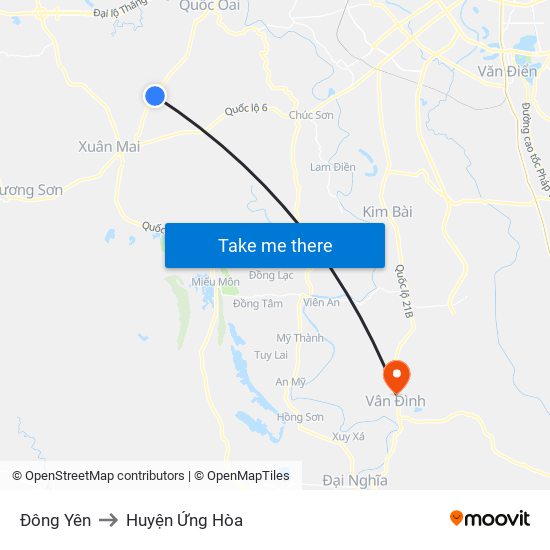 Đông Yên to Huyện Ứng Hòa map