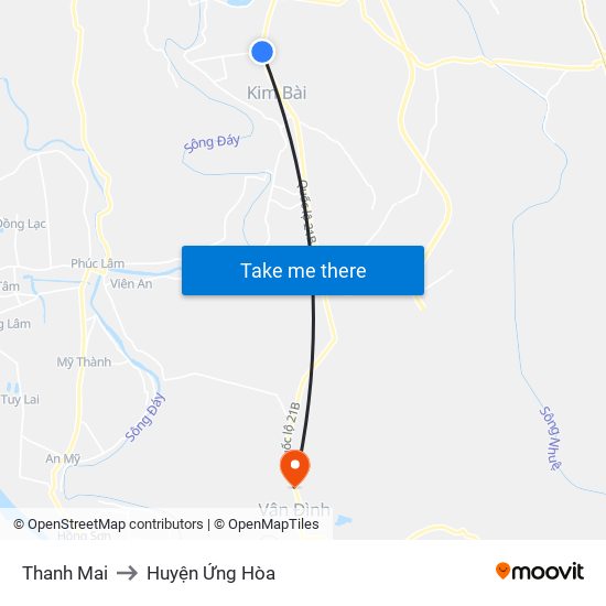 Thanh Mai to Huyện Ứng Hòa map