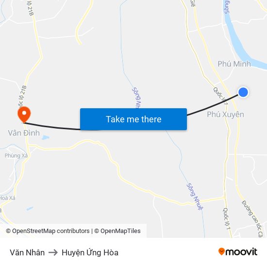 Văn Nhân to Huyện Ứng Hòa map