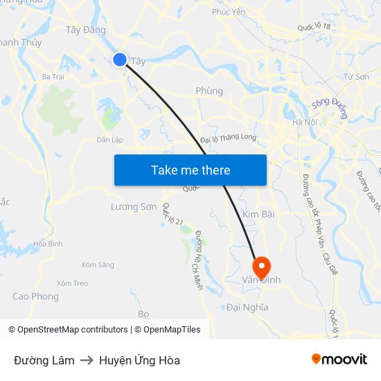 Đường Lâm to Huyện Ứng Hòa map