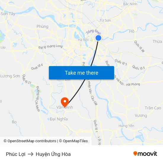 Phúc Lợi to Huyện Ứng Hòa map