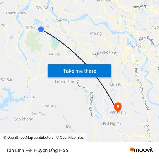 Tản Lĩnh to Huyện Ứng Hòa map