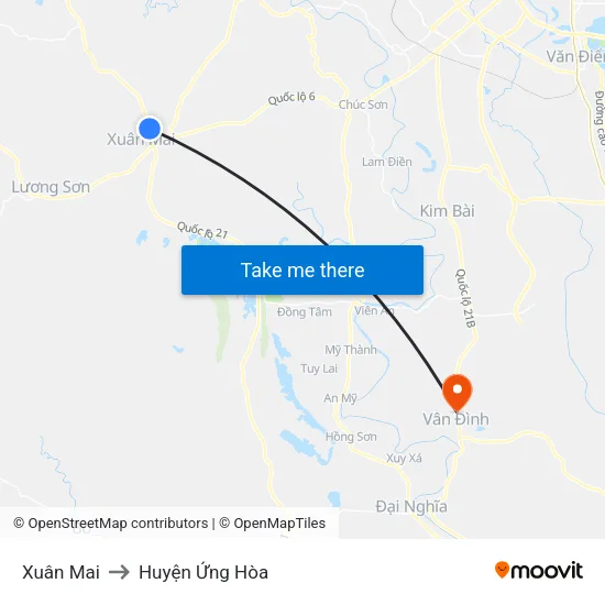Xuân Mai to Huyện Ứng Hòa map