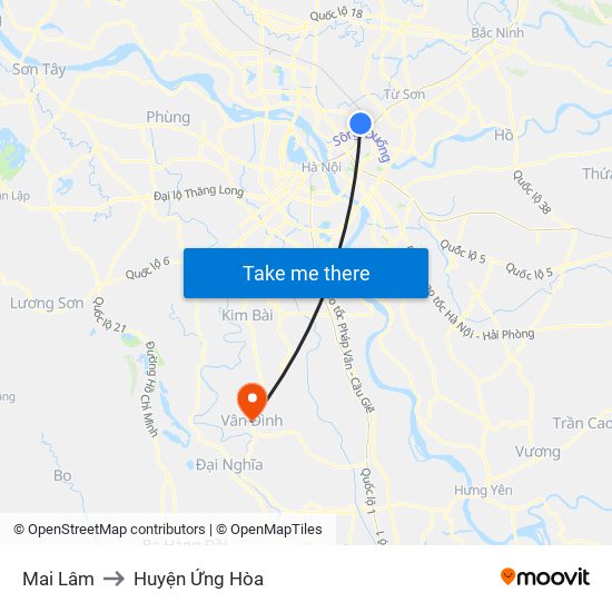 Mai Lâm to Huyện Ứng Hòa map