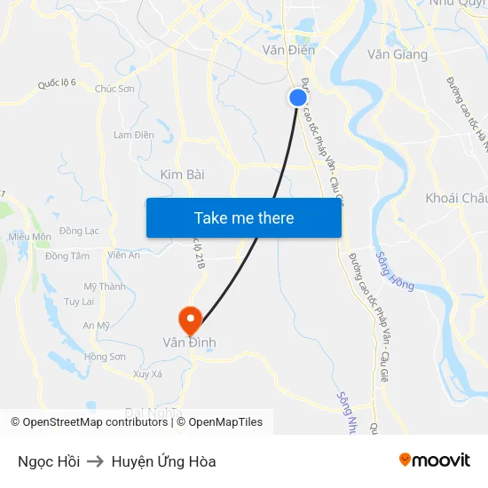 Ngọc Hồi to Huyện Ứng Hòa map