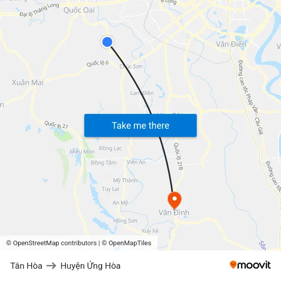 Tân Hòa to Huyện Ứng Hòa map