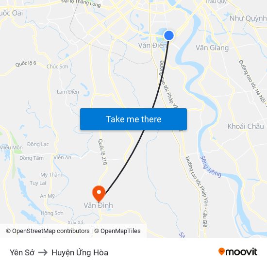 Yên Sở to Huyện Ứng Hòa map