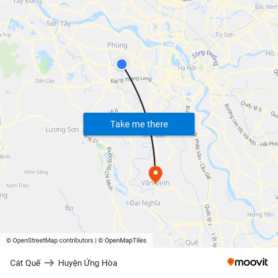 Cát Quế to Huyện Ứng Hòa map
