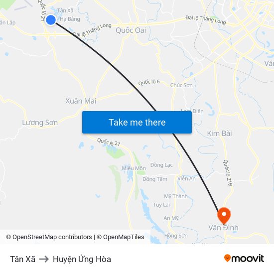 Tân Xã to Huyện Ứng Hòa map